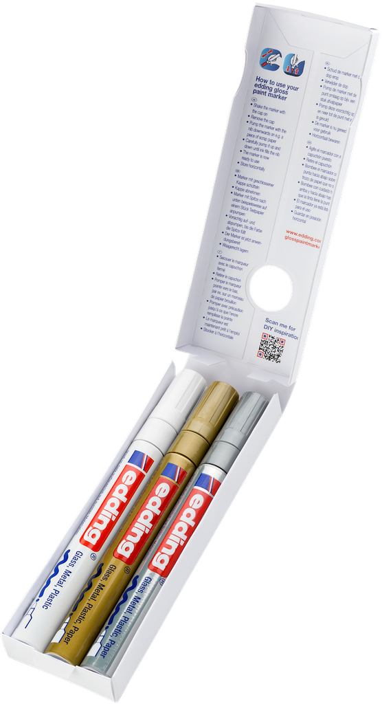 Feutres Edding 750 assortiment 3 couleur métalliques