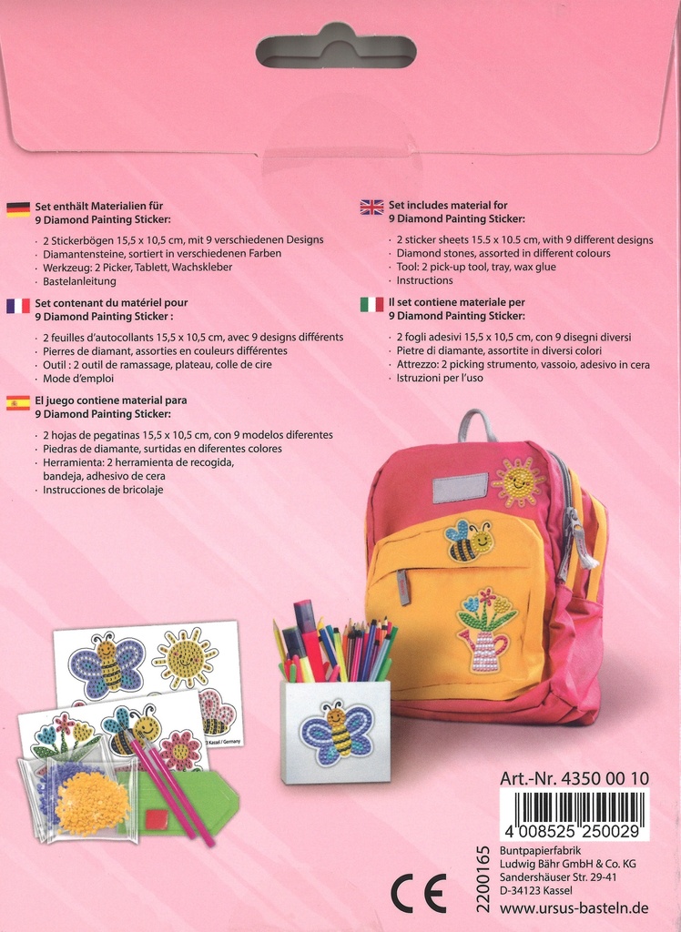 Diamond Painting Sticker "Garden" pierres de diamant assorties en couleurs différentes