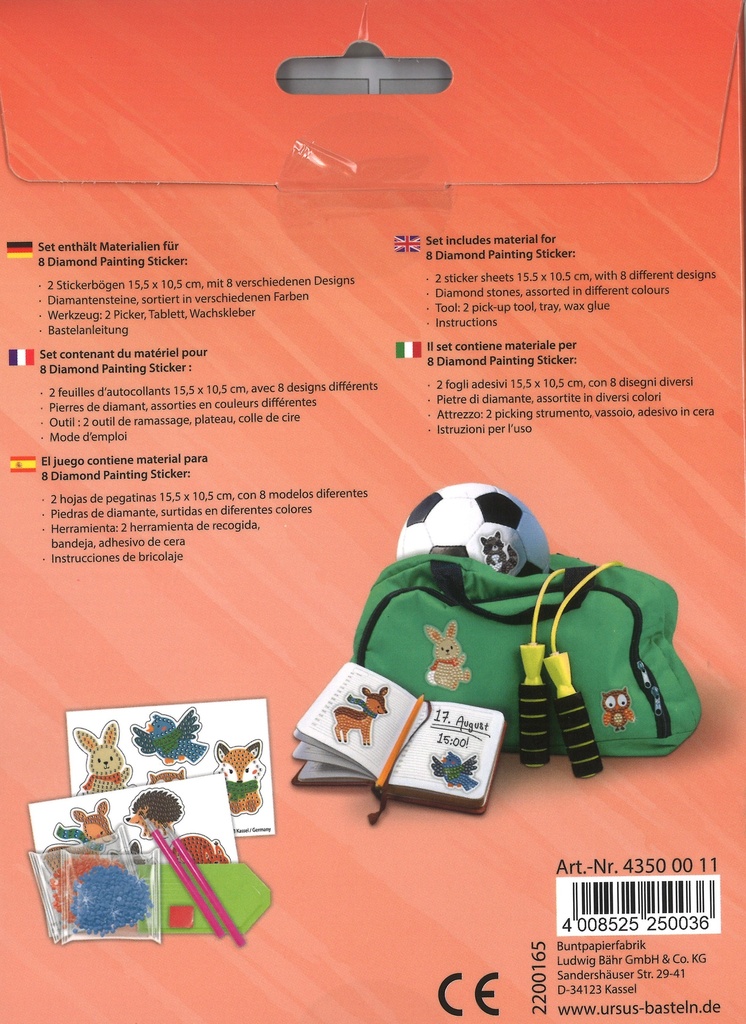 Diamond Painting Sticker "Woodland" pierres de diamant assorties en couleurs différentes