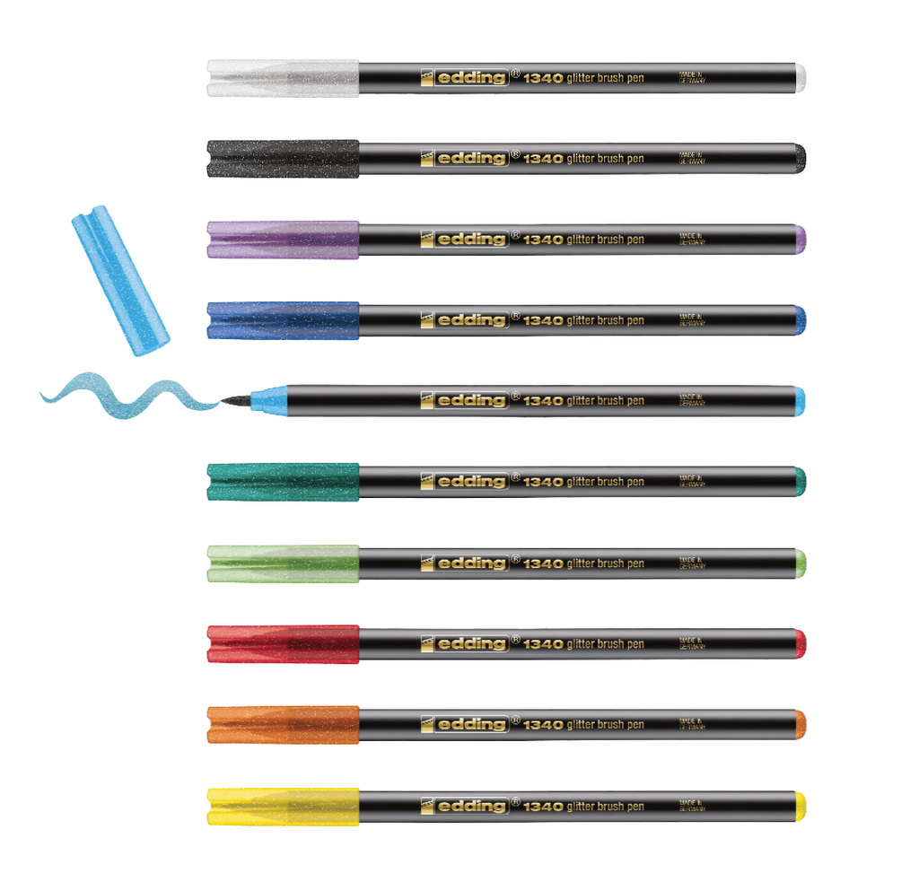 Feutres edding 1340 Pailletées assortiment de 10 couleurs