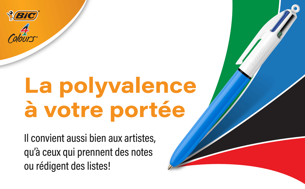 Stylos Bic 4 couleurs (12 pièces)