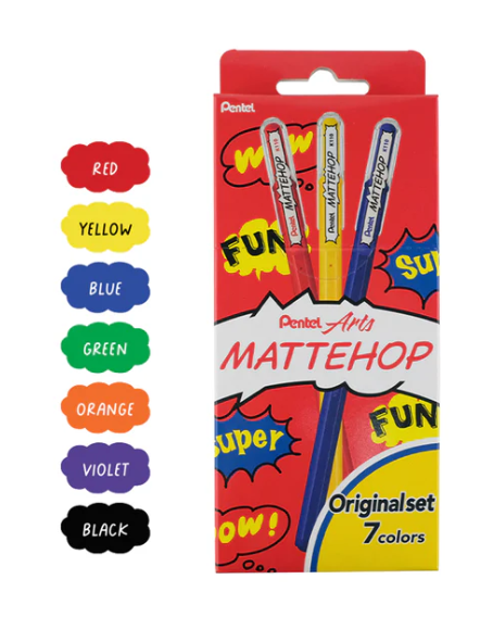 Hybrid Roller Gel Mattehop 1.0mm - set de 7 pcs