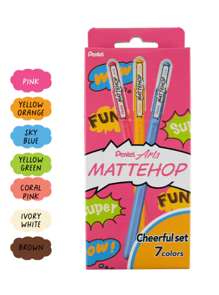 Hybrid Roller Gel Mattehop 1.0mm - set de 7 pcs