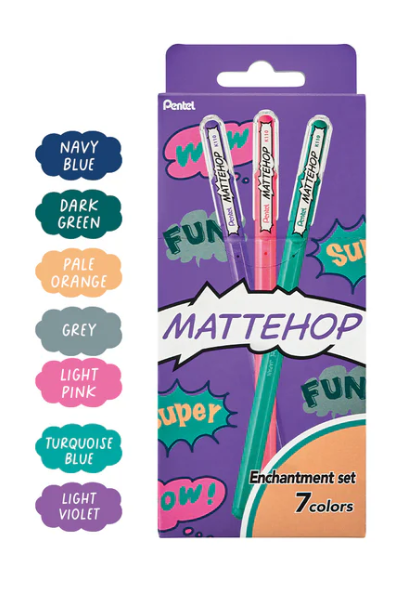 Hybrid Roller Gel Mattehop 1.0mm - set de 7 pcs