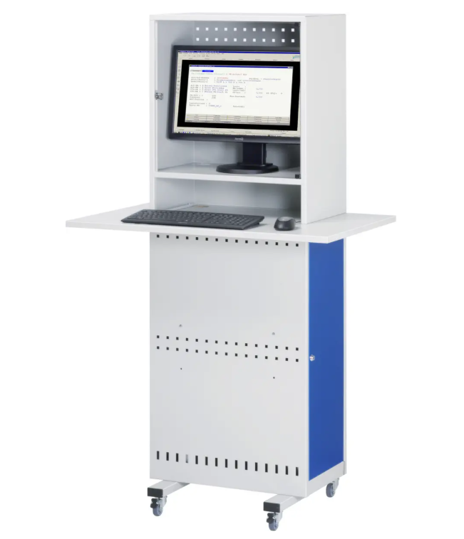 Chariot multifonctionnel Luxor réglable en hauteur avec armoire, verrouillable, métal, 4 roulettes, noir (copie)