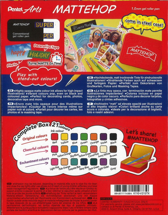 Hybrid Roller Gel Mattehop 1.0mm - boîte en tôle de 21 pces