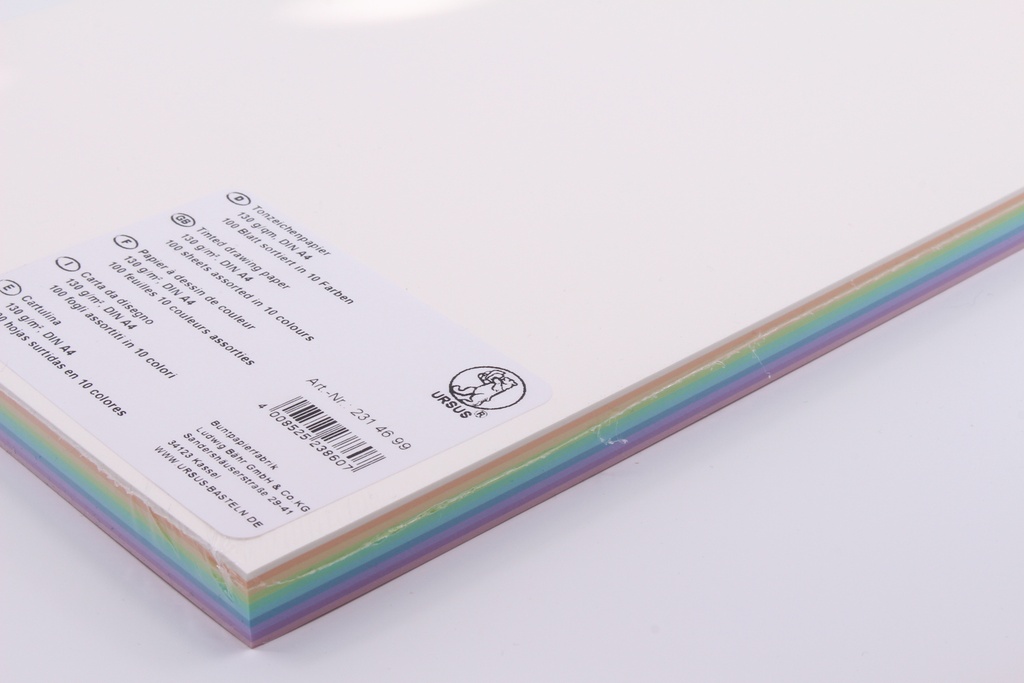 Papier à dessin 130 gm2 A4 10 couleurs assorties (pq de 100 feuilles)