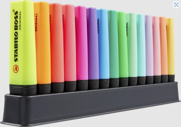 Surligneur Stabilo Boss Original Set de table assortiment de 15 couleurs