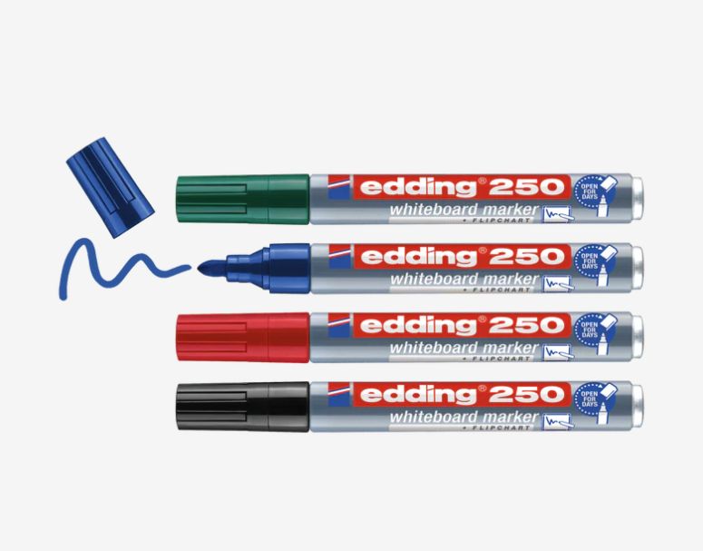 Marqueurs edding 250, assortiment 4 couleurs