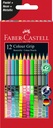 Crayons de couleur Faber-Castell Grip 2001, assortiment 12 couleurs (pastel + néon + métallic)