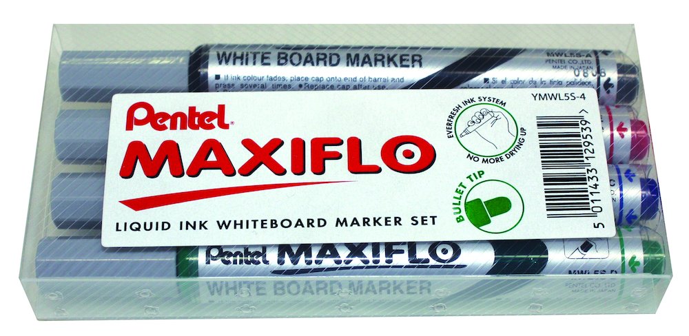 Marqueurs Pentel Maxiflo fin, assortiment 4 couleurs