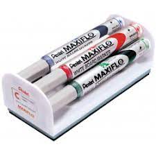Boardmarker Pentel Maxiflo, Sortiment 4 Farben inkl. magnetischer Wischer