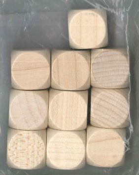 Dés en bois naturel 20 mm (10 pces)