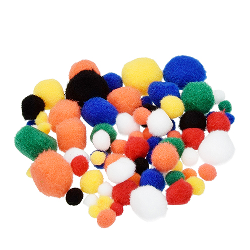 Pompons diverses grandeurs - 75 pces