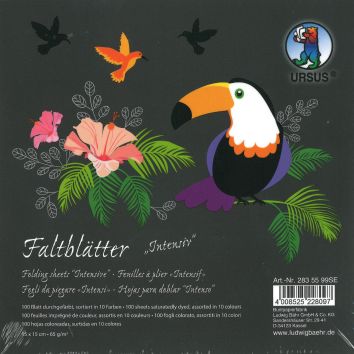 Feuilles à plier 15x15cm 120 g/m2, papier fantaisie, 10 couleurs assorties, 50 fles