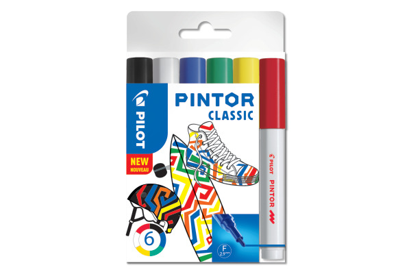 Feutres Pilot Pintor 0.9-1.5mm assortiment de 6 couleurs