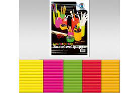 Bastellwellpappe Leuchtfarben 260/m2, 23 x 33 cm, 10 Bogen in 5 Farben sortiert