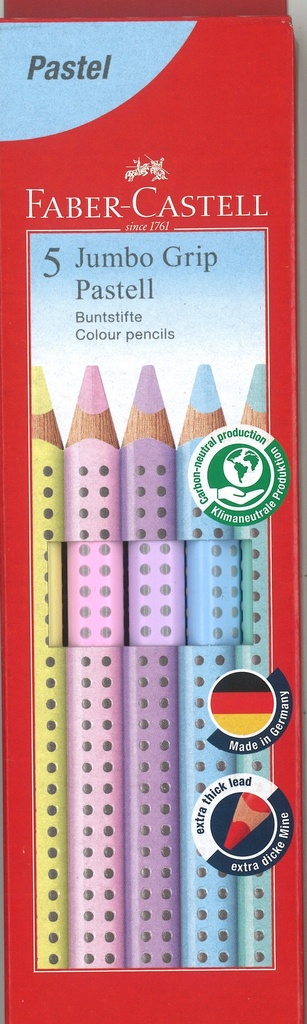 Crayons de couleur Faber-Castell Jumbo Grip, assortiment 5 couleurs pastels