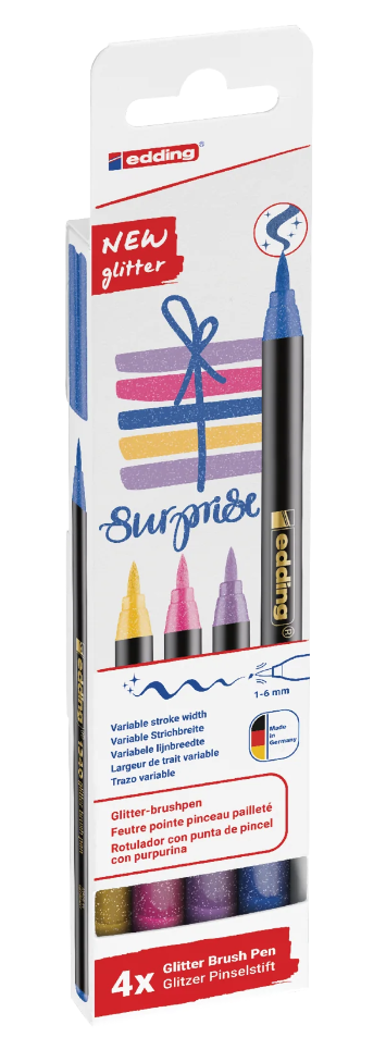 ​Feutres edding 1340 Pailletées assortiment de 4 couleurs