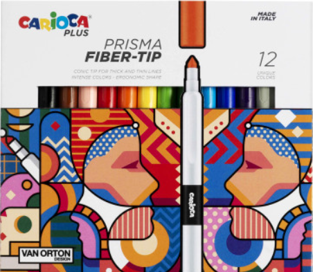 Feutres Carioca Plus Prisma Fiber-Tip assortiment 12 couleurs