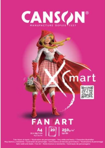 Bloc de dessin Canson FanArt A4 250g 20 feuilles papier blanc épais et lisse pour les feutres fins et marqueurs
