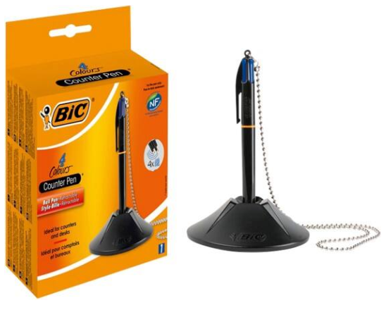 Porte-stylo 4 couleurs Bic monté sur un socle