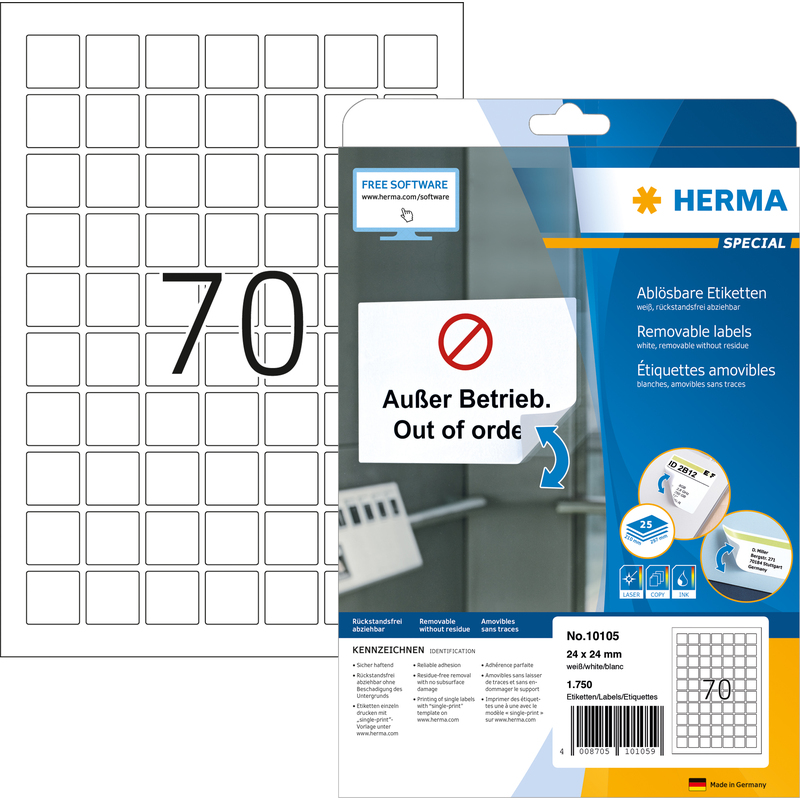 Universal-Etiketten HERMA SPECIAL, 24 x 24 mm, weiß (10105)