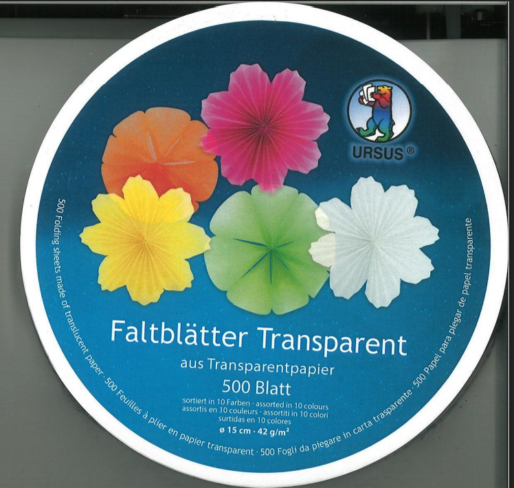 Faltblätter rund ø 15 cm 10 Farben Transparentpapier 10 Farben 42 g/m2 (500 fles)