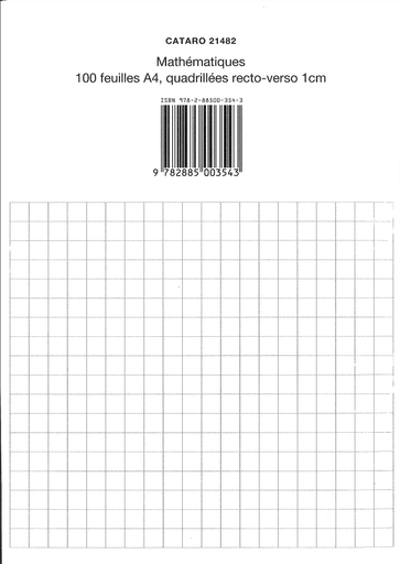 [12397.3] Mathématiques 4e-5e papier quadrillé 1 cm (CATARO 021482)