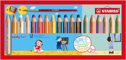 Crayons de couleurs Stabilo Woody 3 in 1 boîte + taille-crayon