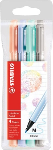 [91.624] Feutres Stabilo point/Max assortiment 4 couleurs pastel