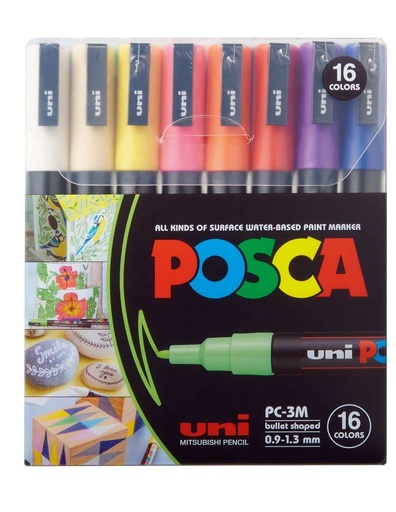 [91.153.45] Marker Posca PC-3M Sortiment 16 Farben
