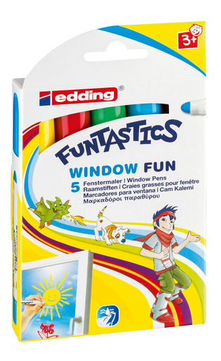 [91.113] Marqueurs fenêtre edding 16  «Funtastics» Window Fun, assortiment 5 couleurs