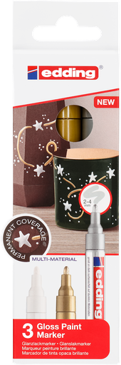 [86.700] Marqueur peinture edding 750 assortiment 3 couleur métalliques