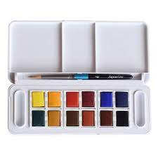 [93.100.875] Set de voyage Aquafine (assortiment 12 couleurs + 1 pinceau + 1 bloc  A6)