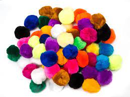 Pompons diverses grandeurs - 75 pces