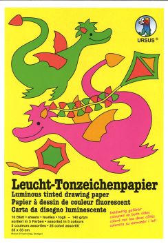 [94.305] Leucht-Tonzeichenpapier, 140 g/m2, 10 Blatt sortiert in 5 Farben, 23 x 33 cm