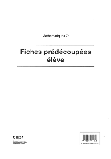 [12549] Mathématiques 7e, fiches prédécoupées élève, cartonnées  (CATARO 022940)