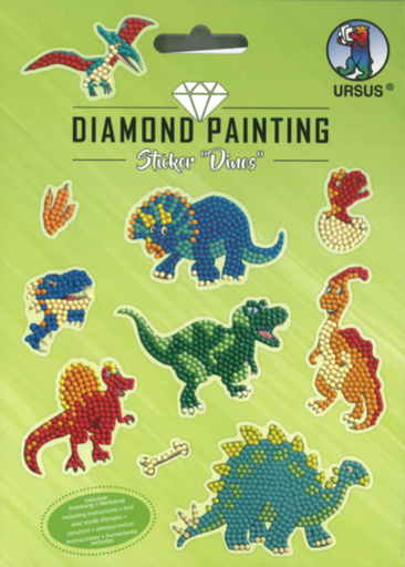 [74.166] Diamond Painting Sticker "Dinos" pierres de diamant assorties en couleurs différentes