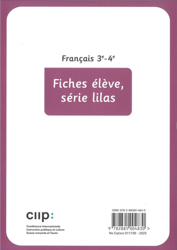 [11136] Français 3-4e, fiches élèves parcours, série lilas (CATARO 11738) 