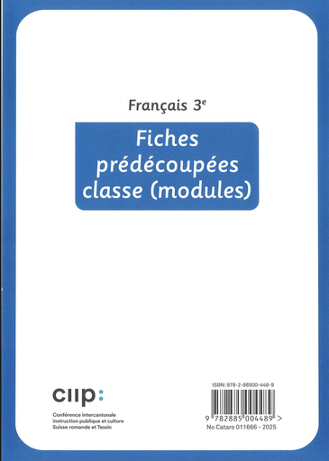 [11137] Français 3e, fiches prédécoupées classe (modules) (CATARO 011666) 