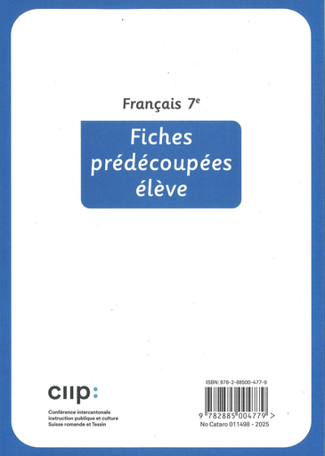 [11585] Français 7e, fiches prédécoupées élève, série lilas (CATARO 011498)
