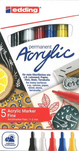 [91.706] Marqueurs acrylique edding set 5 couleurs (5300)