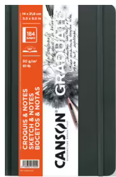 [94.813] Canson Skizzenbuch Graduate 14 x 21.6 cm, weisses Papier sehr glatt 90g/m2, 184 Seiten