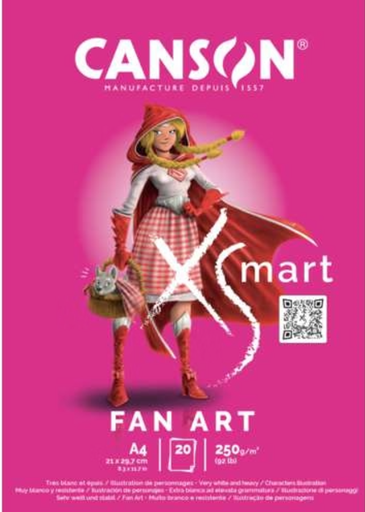 [94.245] Bloc de dessin Canson FanArt A4 250g 20 feuilles papier blanc épais et lisse pour les feutres fins et marqueurs
