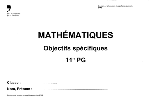 [12928] Mathématiques Objectifs spécifiques 11e PG