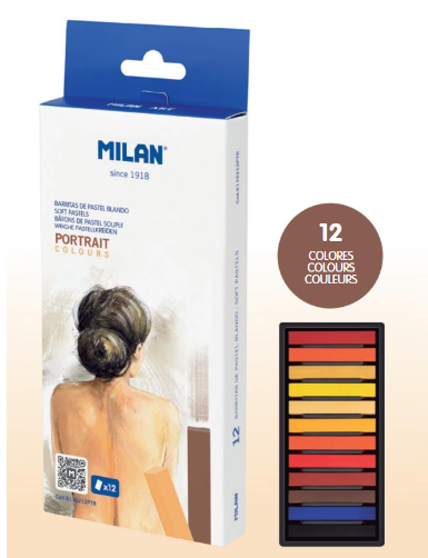 [91.509] Weiche Trockenpastellkreiden "Portrait",  Sortiment 12 Farben