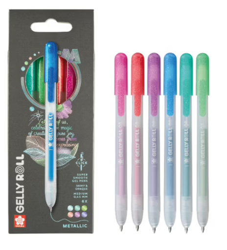 [67.382] Stylos gel rétractables à encre métallique Gelly Roll Click (bte de 6 pièces)