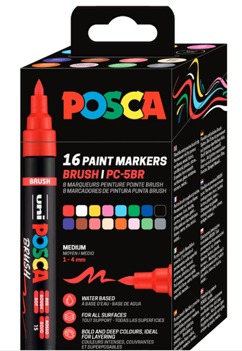 [91.163.16] Marker Posca Brush PC-5BR 16 Farben